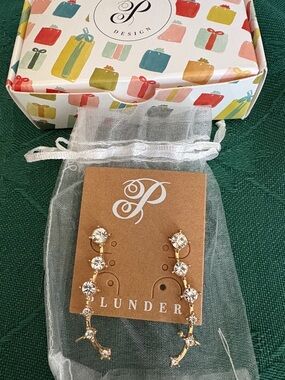 Plunder Gold Crystal Ear Climbers with Clear rhinestones $15